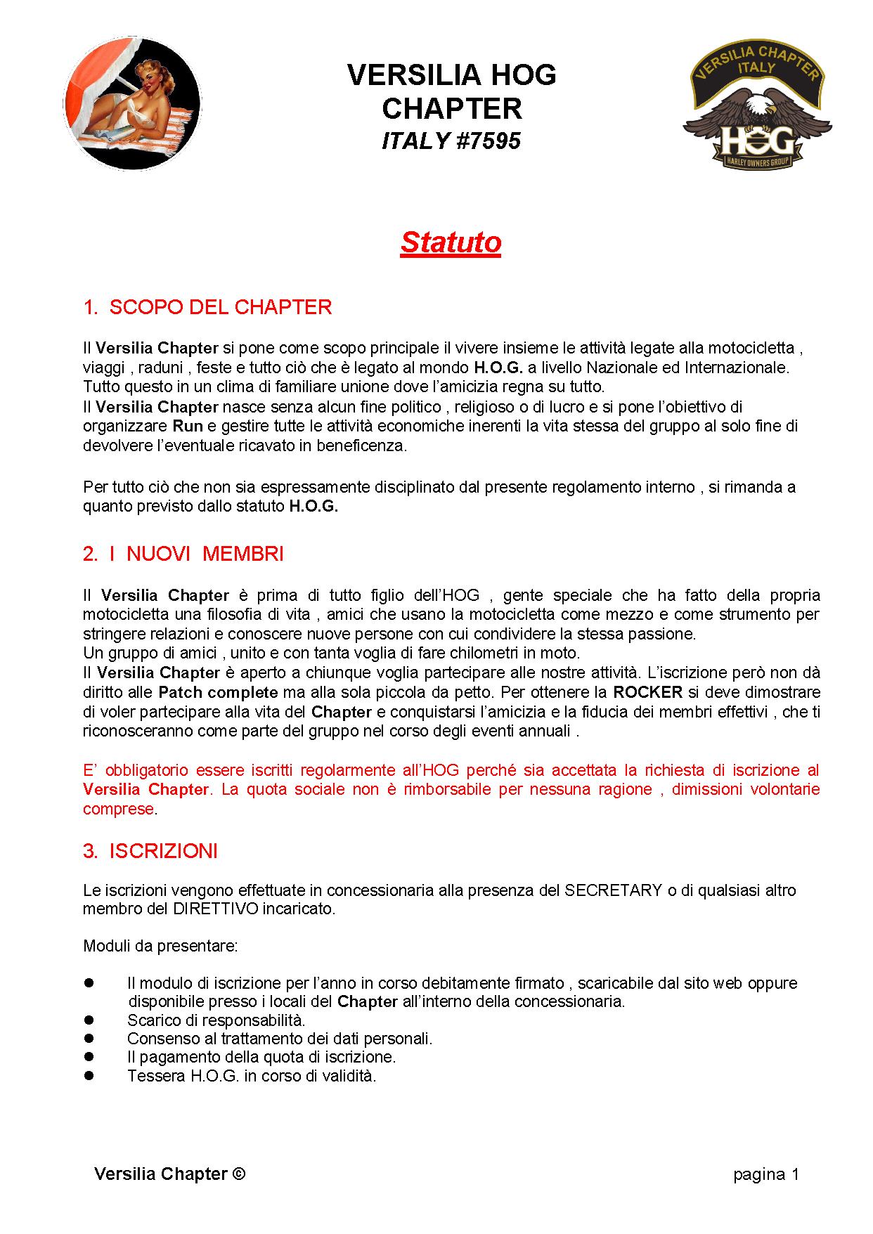 Statuto HOG Chapter edizione 2026